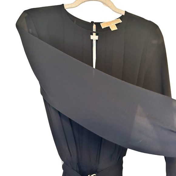 Women's Michael Kors Pleated Black Midi Dress Size Small - Picture 3 of 8